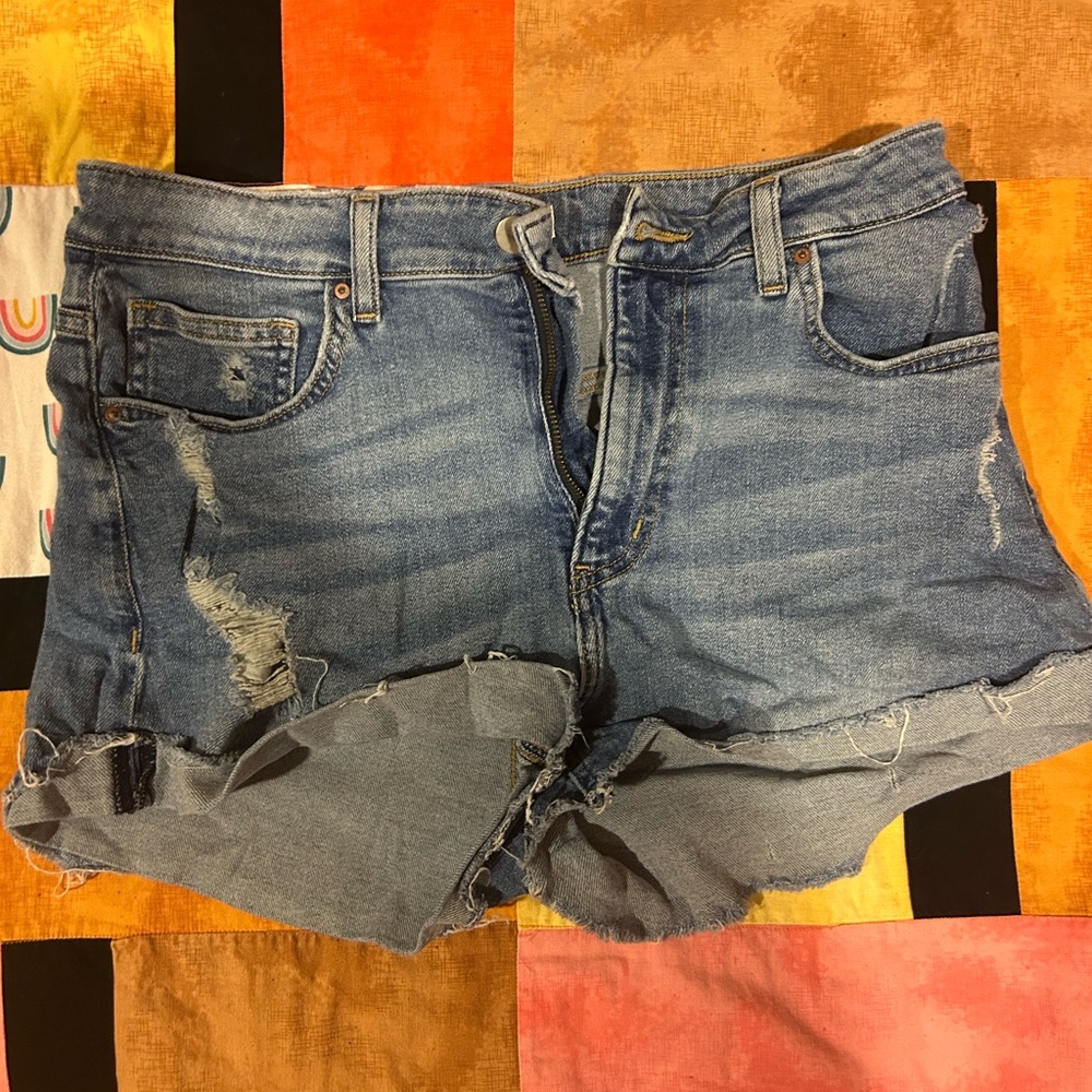 H&M Blue Jean Shorts Distressed Cut-Off Style